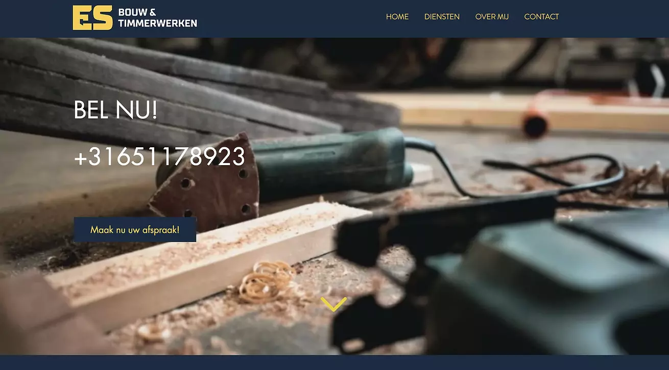 Onepage Website gemaakt voor ES bouw & timmerwerken