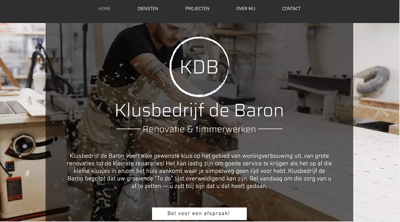 Onepage Website gemaakt voor Klusbedrijf de Baron