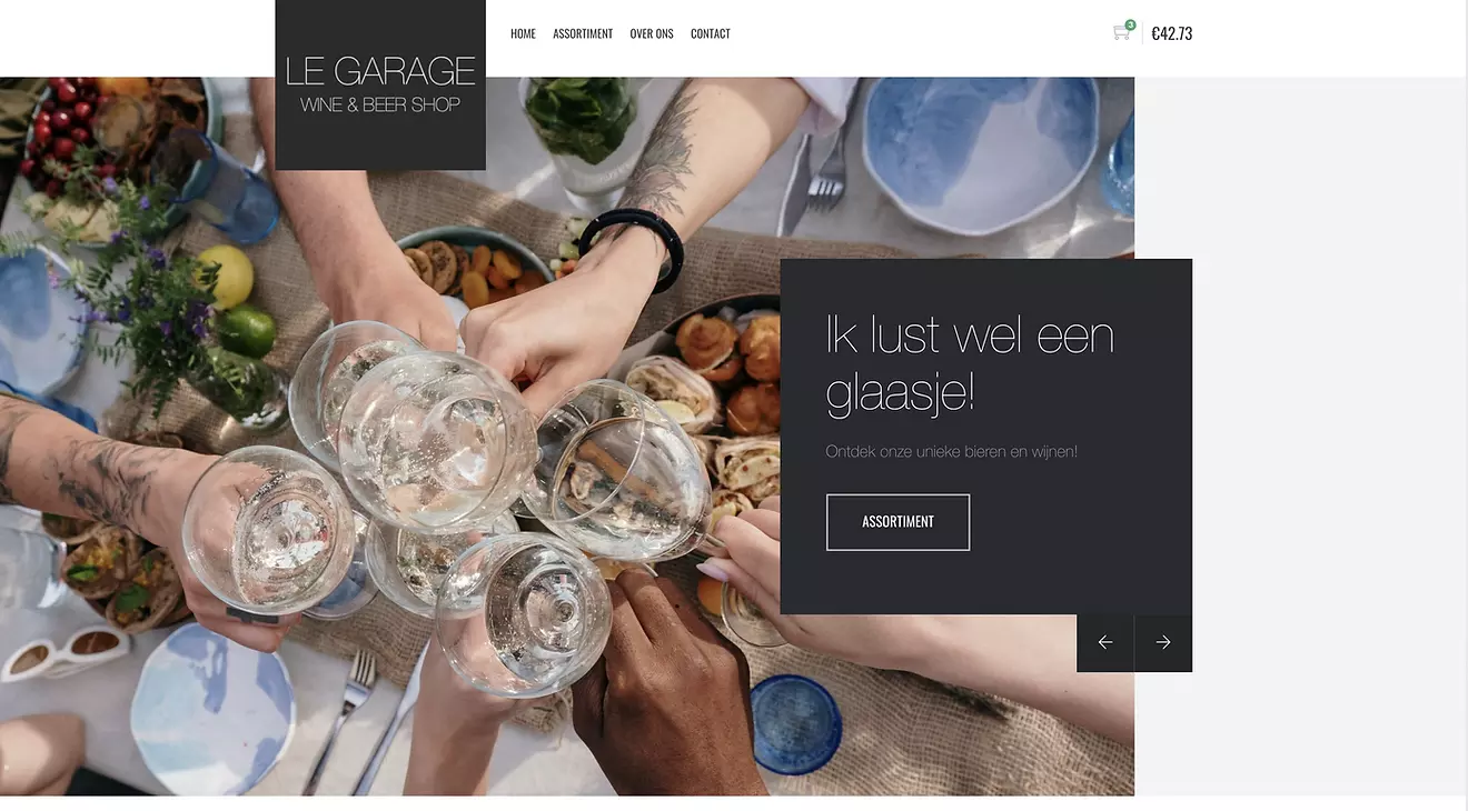 Multi page Webshop gemaakt voor LeGarage Wine & Beershop